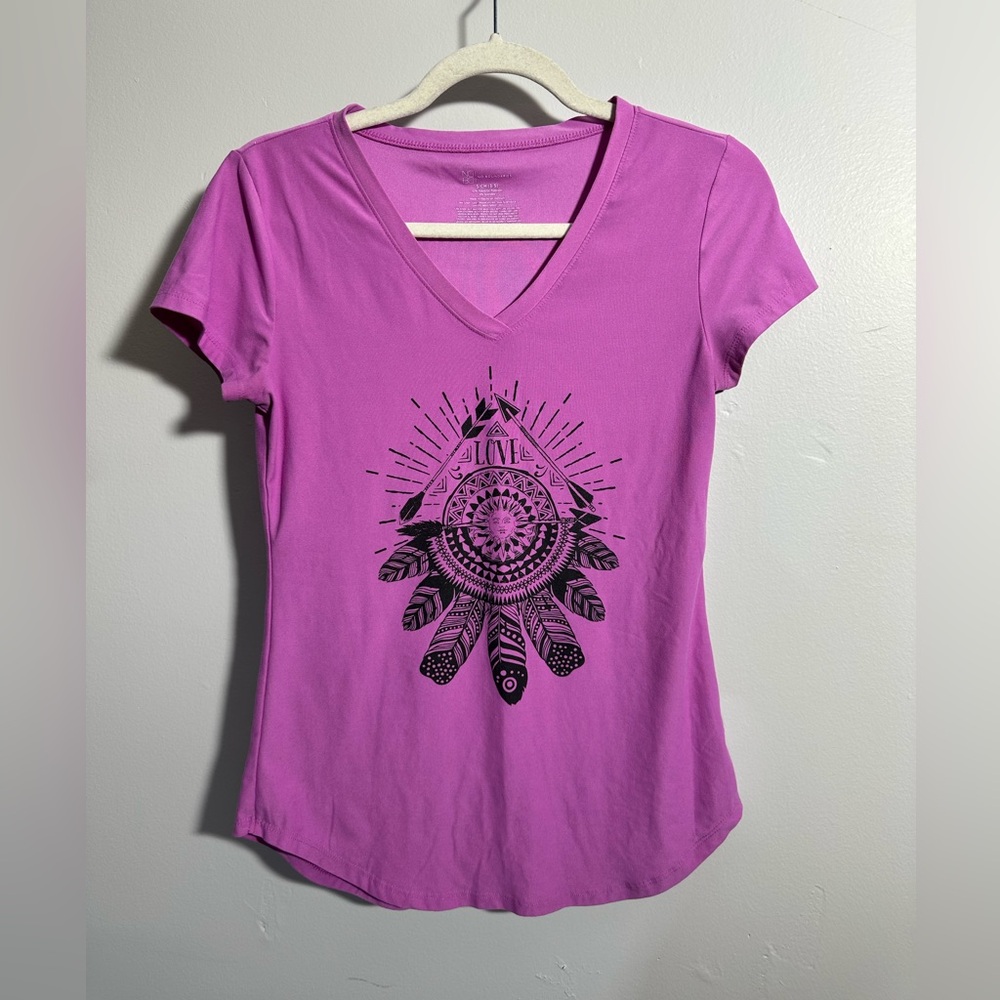 No Boundaries Women’s Junior S Pink Dream Catcher V-neck T-shirt | SKU 0937
